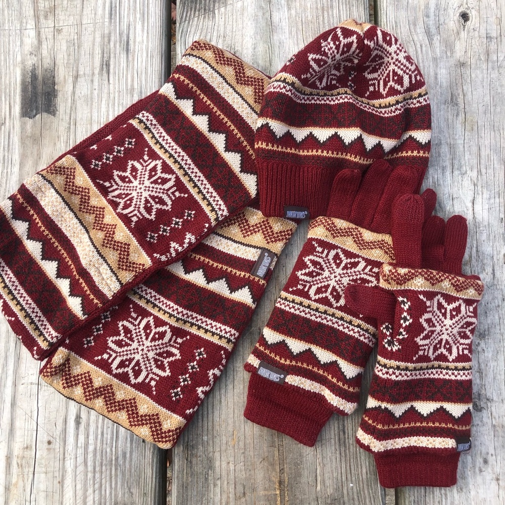 MUK LUKS Infinity Scarf 3 in 1 gloves and Beanie - Picture 2 of 4